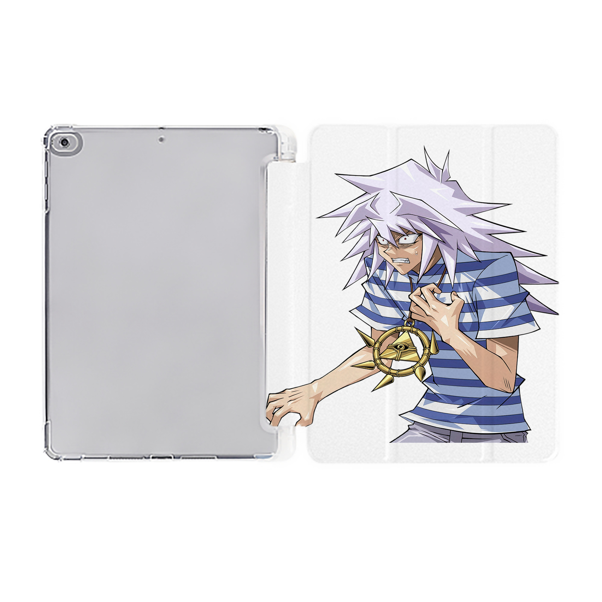 （画像用） 遊☆戯☆王 Yu-Gi-Oh! IPad ケース ペン収納付き 三つ折りスタンド PUレザー×シリコン 対応機種9.5/10.5/10.9インチ